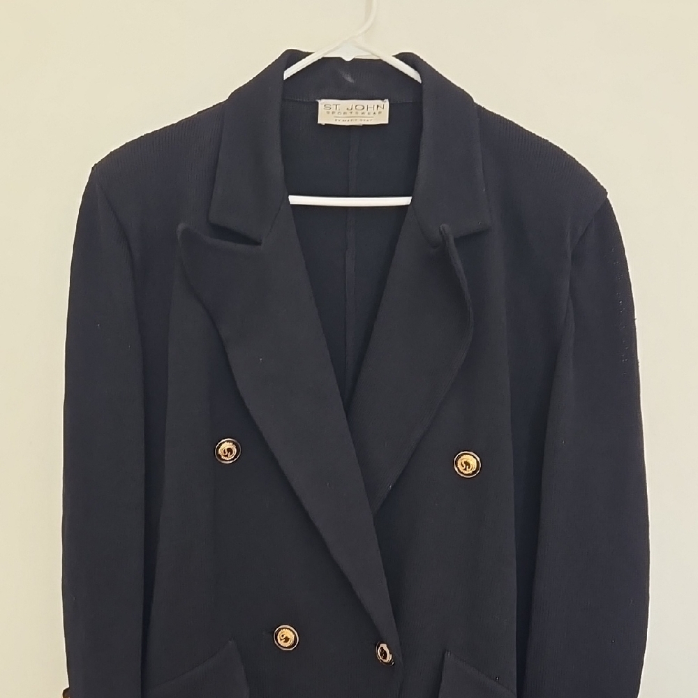 St. John Black Blazer Classic Suit Jacket
